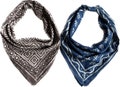 Set of 2 Organic Cotton Bandanas: Paisley Block Print Scarves