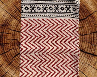 Hand Block Print Cotton Sarong: Indian Floral Scarf Pareo
