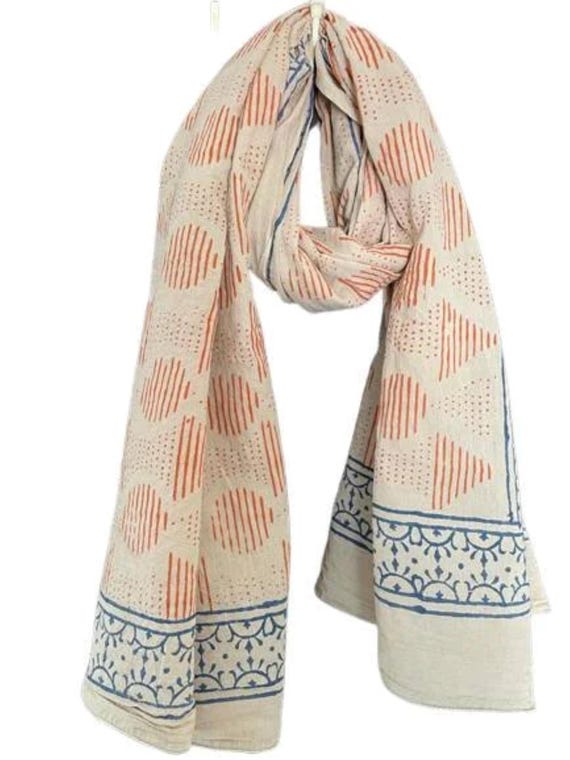 Cotton Sarong Beach Wrap: Jaipur Block Print Pareo