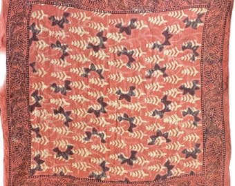 Red Block Print Bandana Scarf: Organic Cotton Headscarf