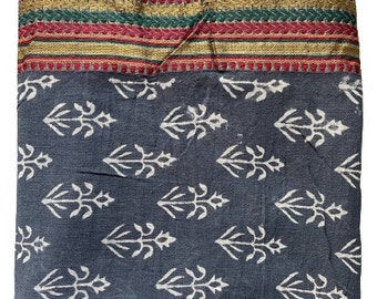 Beautiful Golden Jari Border Hand block print scarves, Hand made Sarong, Gray Cotton Sarong, Printed Sarong, Soft cotton Dupatta