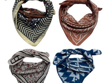 Set van 4 biokatoenen bandana moezel, bandana sjaal, paisley design sjaal, levendige kleuren, hoge kwaliteit, wintersjaal, uniek ontwerp