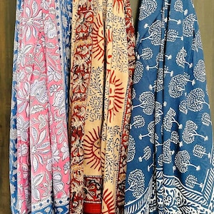 Buy 2 Get 1 Free Pack of Three sarongs Hand Block Printed Cotton Sarong, Beach Wrap Pareo, Long Scarf, Large Sarong, Cover up