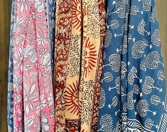Buy 2 Get 1 Free - Pack of Three sarongs Hand Block Printed Cotton Sarong, Beach Wrap Pareo, Long Scarf, Large Sarong, Cover up