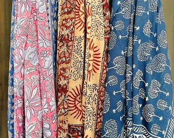 Hand Block Printed Cotton Sarong Set: Beach Wrap Cover-Up