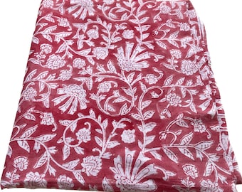 Indian Block Print Cotton Sarong: Floral Beach Wrap (44x72 Inc)