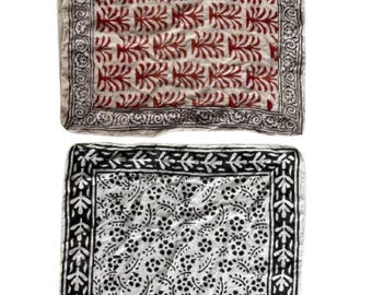 Set of 2 Organic Cotton Bandanas: Block Print Paisley Scarf