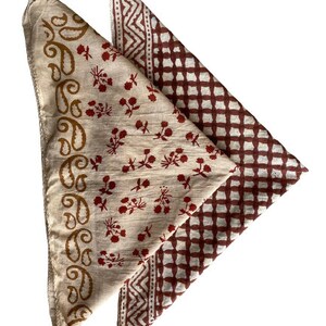 Set of 2 Organic Cotton Bandana Man/woman, Block Print Bandana, Bandana ...