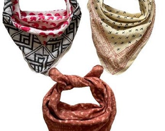 Set of 3 Organic Cotton Bandana Moselle, Bandana Scarf, Paisley Design Scarf, Vibrant Color, High-Quality, Winter Scarf, Unique Design