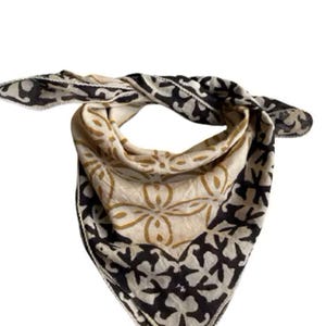 Organic Cotton Bandana Scarf: Paisley Block Print, Natural Dye