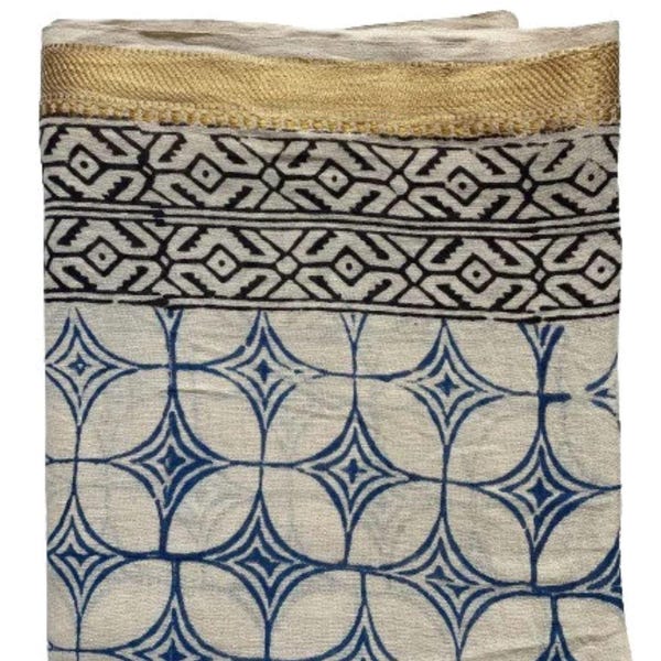 Hand Block Printed Cotton Sarong: Beach Wrap Pareo, Soft Scarf