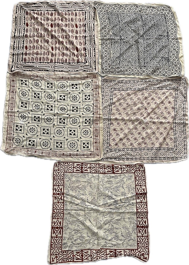 Bandana Raggae Design Organic Cotton Bandana Set of 5 : Block Print Neckerchiefs, Cowboy Wild ...