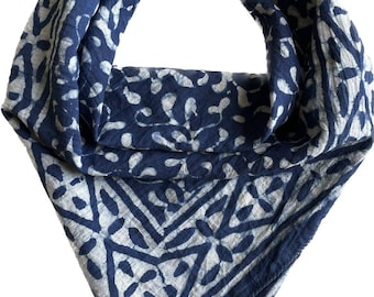 Organic Cotton Bandana Scarf: Hand Block Print Paisley Design