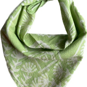 Bandana Scarf Handmade Hand Block Print  Bandana in Cream, Pumpkin and Steel - Handmade Organic Cotton Bandana