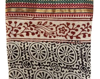 Hand Block Printed Zari Cotton Sarong, Beach Wrap Pareo, Long Scarf, Large Sarong, Cover up, Soft Fabric Scarf, Fashion Shawl Beach Sarong,