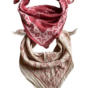 Set of 2 Organic Cotton Bandana man/woman, Block Print bandana, Bandana Scarf, Paisley Design Scarf, Winter Scarf, bandanna