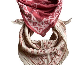 Set of 2 Organic Cotton Bandana man/woman, Block Print bandana, Bandana Scarf, Paisley Design Scarf, Winter Scarf, bandanna