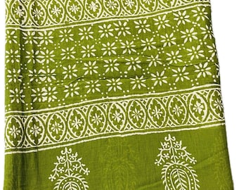 Hand Block Print Cotton Sarong: Indian Beach Scarf
