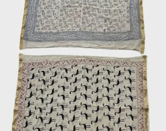 Hand Block Printed Cotton Sarong Set of 2 Beach Wrap Cover-Up