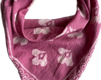 Foulard fait main gamayun imprimé main bloc de couleur rose ou rose - Bandana fait main en coton bio