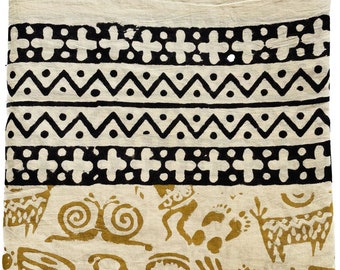 Bawełniany sarong w stylu Jaipur: narzutka plażowa z nadrukiem w bloki