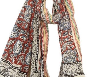 Handtryckt bomullssarong: Zari strandsjal, modehalsduk