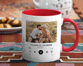 Personalized Couple Mug, Music Player Mug, Music Song Mug, Custom Photo Mug, Custom Music Mug, Anniversary Gift, Gift for Couples