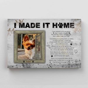 I Made It Home Canvas, Pet Memorial Canvas, Custom Pet Canvas, Pet Loss Canvas, Loss Of Dog Gift, Gift For Dog Lovers, Pet Bereavement