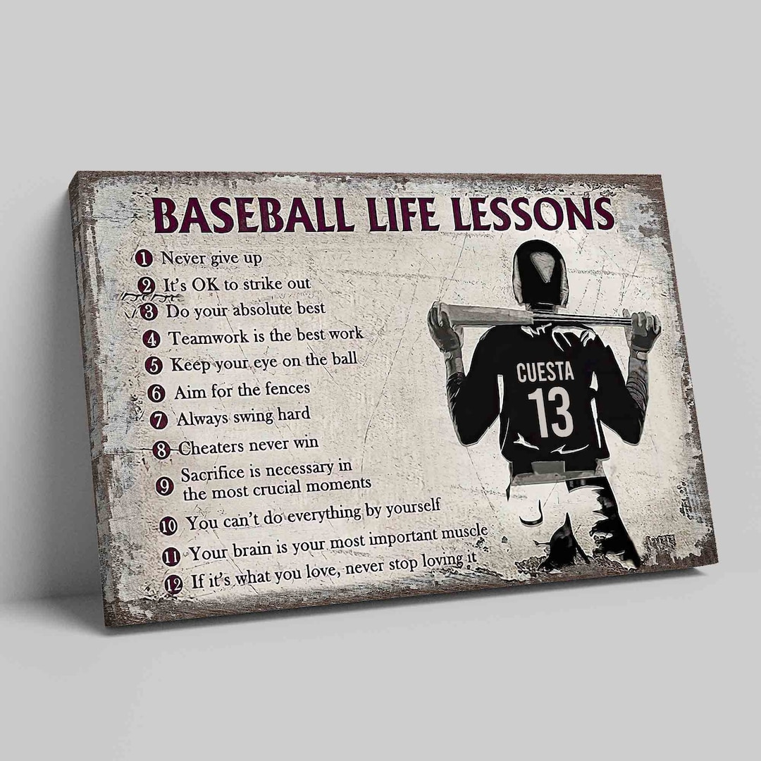 Baseball Life Lessons Canvas, Custom Baseball Canvas, Baseball Player
