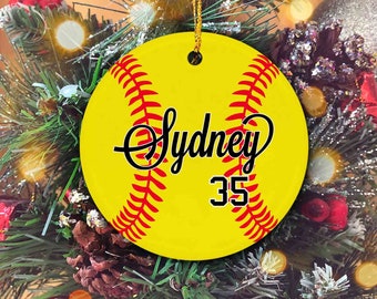 Personalized Softball Ornament, Softball Ornament, Sport Ornament, Baseball Ornament, Softball Lover Ornament, Gift For Softball Player