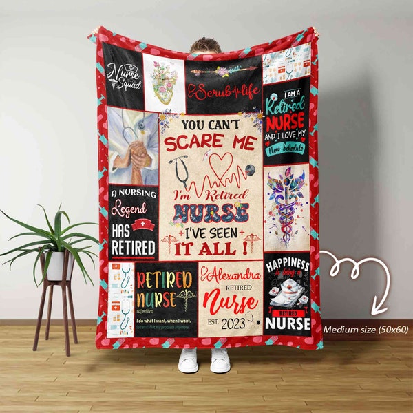 I'm Retired Nurse Blanket, Blanket For Nurse, Nurse Day Gift, Retired Nurse Gift, Custom Name Blanket, Retirement Gift, Gift Ideas For Nurse