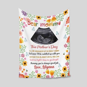 Personalized Pregnant Mom Blanket, Sonogram Blanket, Pregnant Mom Gifts, Custom Ultrasound Blanket, Mothers Day Gift, First Time Mom Gift image 2