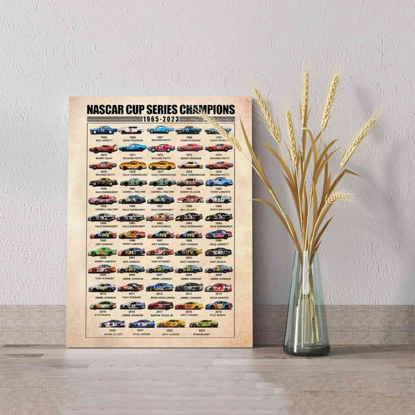 Nascar Cup Series Champions 1965-2023 Canvas, Car Racing Canvas, Nascar Gift Poster, Auto Racing Canvas, Nascar Cup Poster, Canvas Wall Art