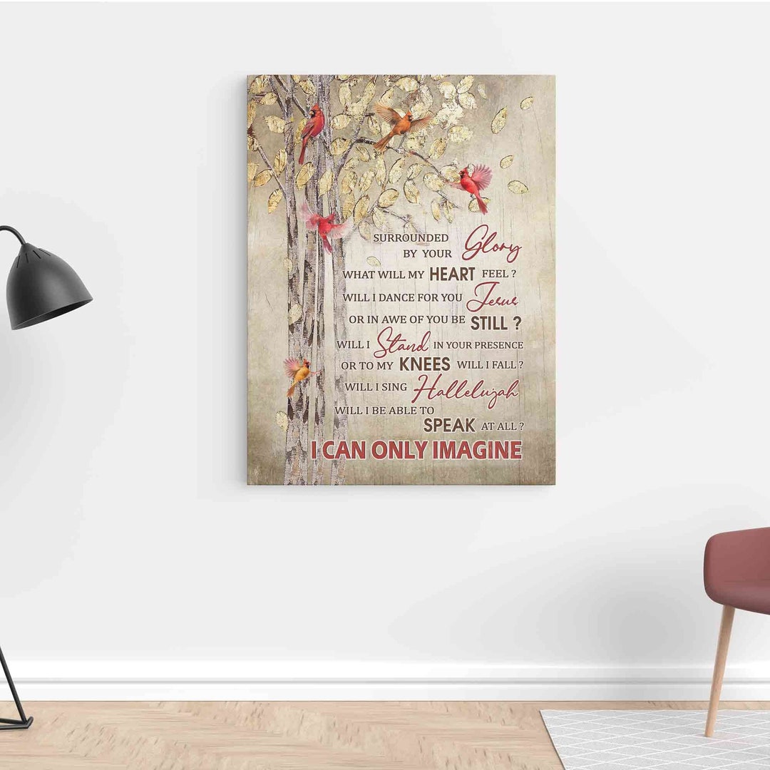 I Can Only Imagine Canvas, Cardinal Canvas, Gold Poplar Tree Canvas