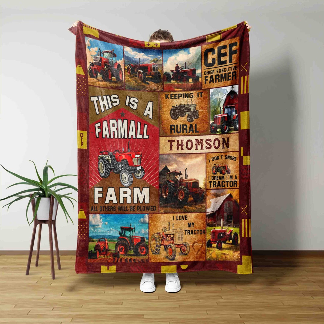 Personalized Tractor Blanket Farmer Blanket Tractor Blanket Etsy
