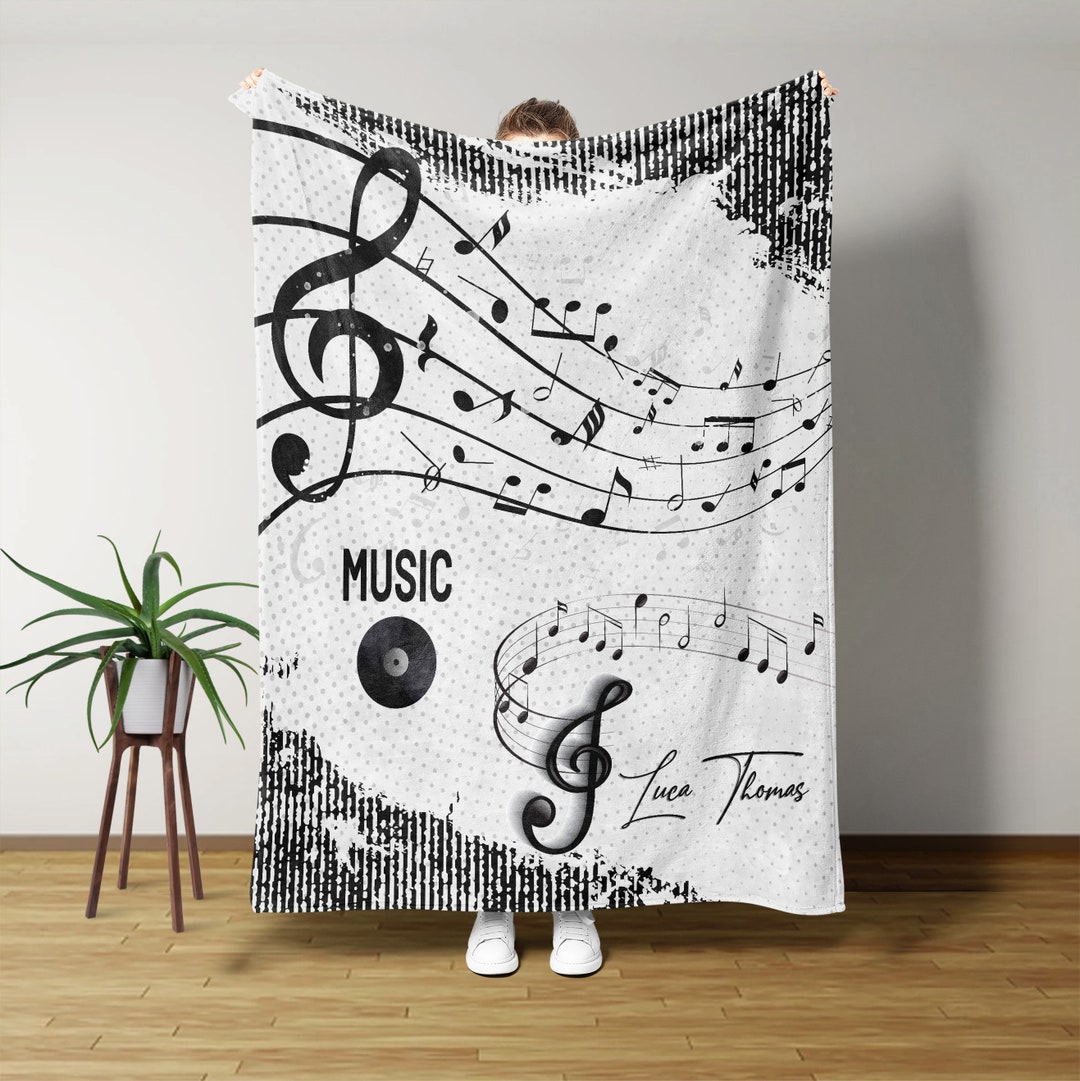 Custom Music Blanket With Name Sheet Music Blanket Music Etsy