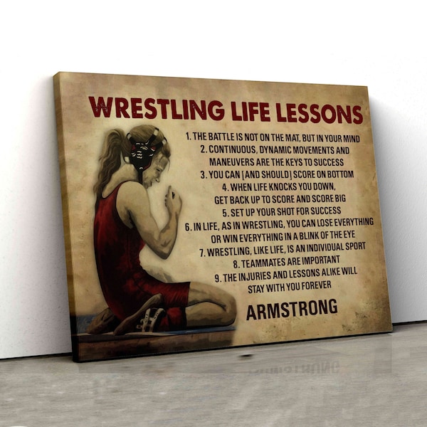 Wrestling Life Lessons Canvas, Personalized Wrestling Canvas, Custom Name Canvas, Wrestling Lover Gift, Wrestling Poster, Sport Canvas