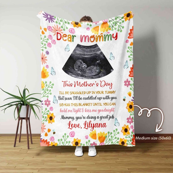 Personalized Pregnant Mom Blanket, Sonogram Blanket, Pregnant Mom Gifts, Custom Ultrasound Blanket, Mothers Day Gift, First Time Mom Gift