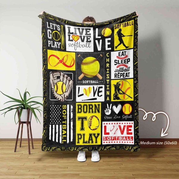 Personalized Softball Blanket, Baseball Blanket, Softball Blanket, Baseball Player Blanket, Softball Team Blanket, Softball Lover Gifts