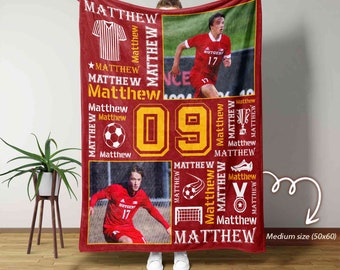 Personalized Soccer Blanket, Soccer Blanket, Soccer Player Blanket, Soccer Coach Gift, Soccer Lover Gift, Custom Photo Blanket, Soccer Gift