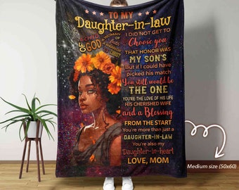 To My Daughter In Law Blanket, Black Queen Blanket, Daughter In Law Blanket, Family Blanket, Custom Name Blanket, Gift For Daughter In Law