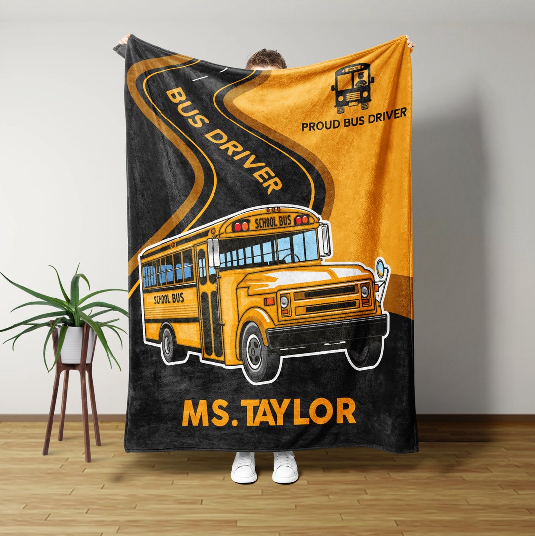 Personalized Name Blanket Proud Bus Driver Blanket Bus Etsy