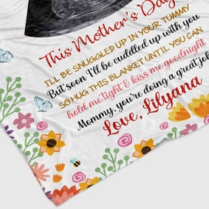 Personalized Pregnant Mom Blanket, Sonogram Blanket, Pregnant Mom Gifts, Custom Ultrasound Blanket, Mothers Day Gift, First Time Mom Gift image 3