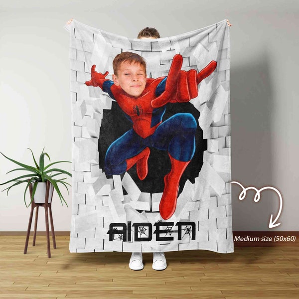 Custom Face Blanket, Super Hero Blanket For Children, Custom Name Blanket, Best Gift For Him