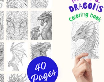 Magical Dragon Coloring Pages | Dragon Anatomy Close Ups | Fantasy Dragon Eyes & Wings | Printable Coloring PDF