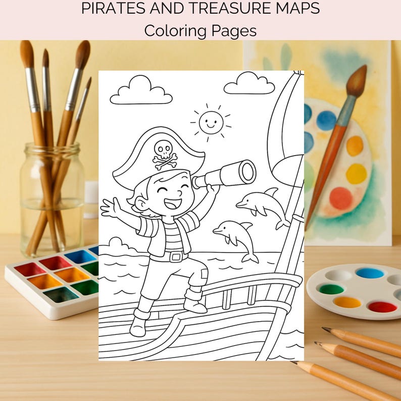 Pirate & Treasure Map Coloring Pages – 40 Printable Adventure Sheets ...