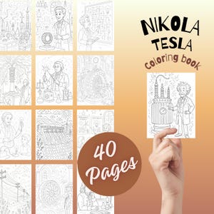 Nikola Tesla Coloring Pages – Educational Famous Inventor Coloring Book PDF – Homeschool STEM, Electricity & Science Printable