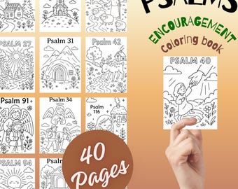 Psalms for Anxiety & Encouragement Coloring Book | 40 Bible Verse Coloring | Christian Comfort | Scripture Coloring Printable | Faith PDF