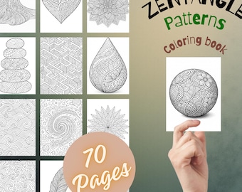 Zentangle-Malvorlagen | 70 aufwendige, druckbare Designs für Erwachsene | Tiefen- und Illusionskunst (PDF)
