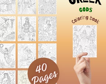 ギリシャ神話の神々ぬりえ – ギリシャ神話のぬりえ40ページ – ゼウス、アテナ、ポセイドン – 教育用ホームスクール印刷可能PDF